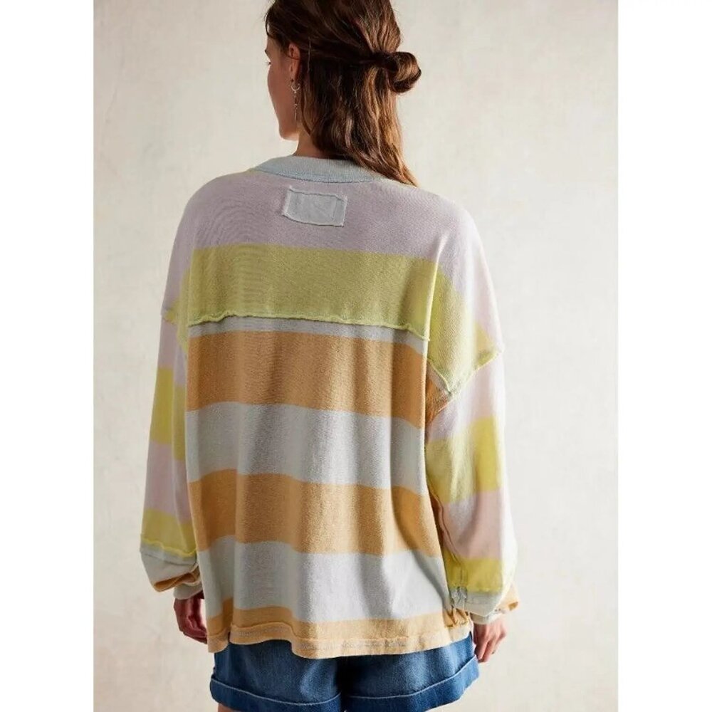 018 Free People We The Free Sundae Funday Tee Sweatshirt Oversized Size Large - Picture 3 of 7